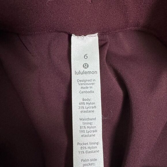 Lululemon‎ Keep Moving Pant 7/8 High-Rise Cassis Women’s Size 6 - Picture 10 of 11